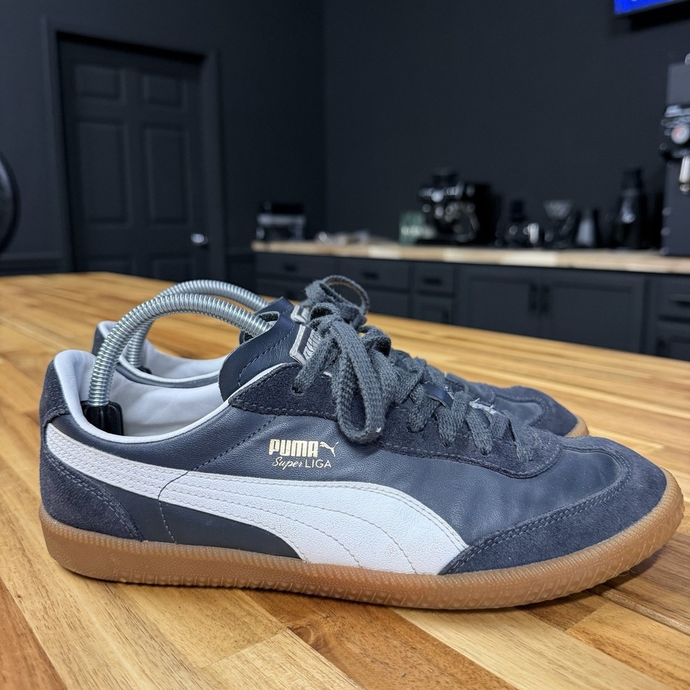 Puma Mens Super Liga OG Retro Sneakers Navy/ White 356999-09 Lace Up US 9.5